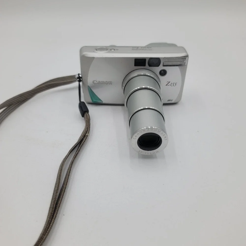 Canon Sure Shot Z155 35mm Film Camera 37-155mm Zoom Lens Silver with Icon Bag